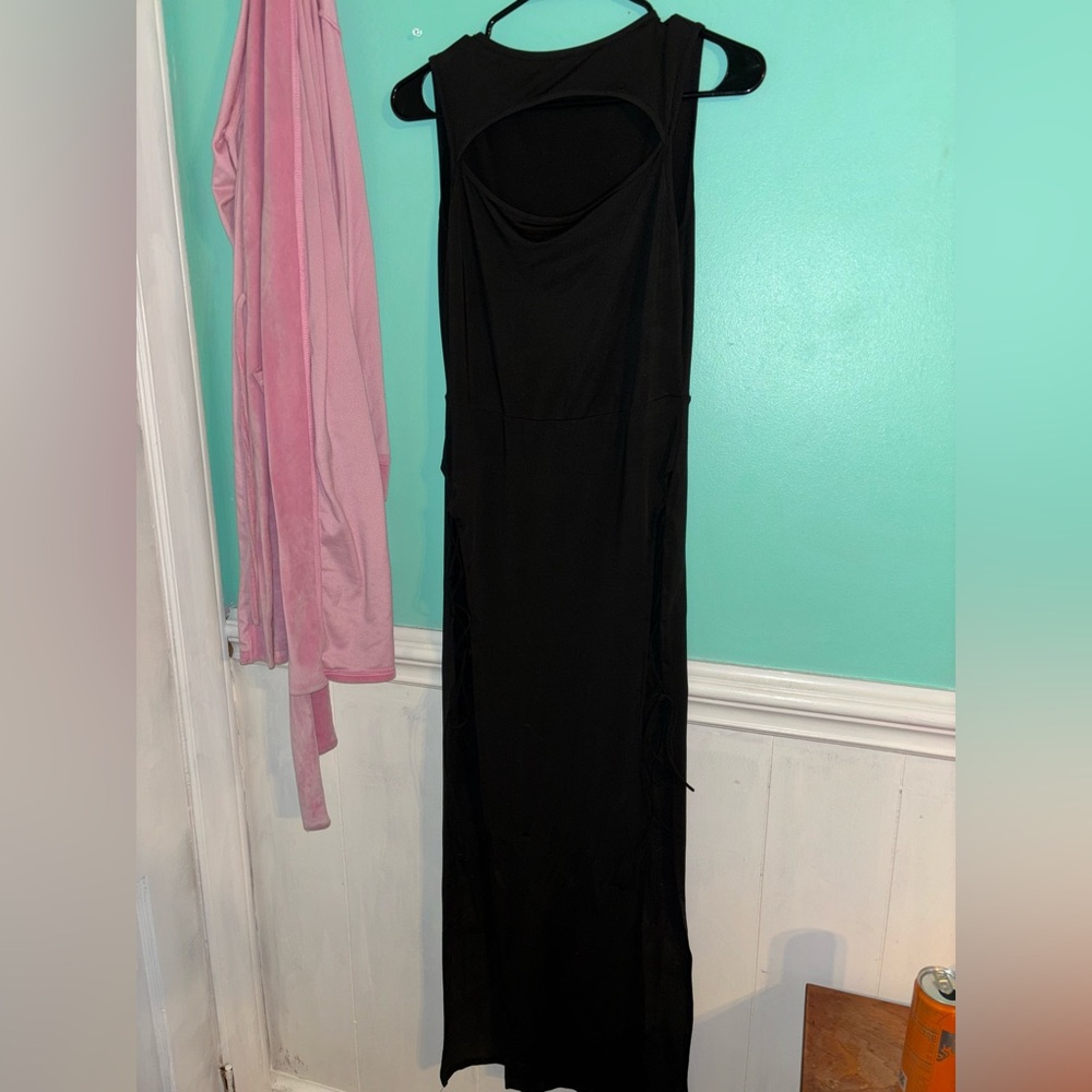 SHEIN Black Sleeveless Cowl Neck Maxi Dress